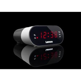 Lenco CR-07 Radio Reloj FM PLL con Pantalla LED, Alarma Dual y Función Snooze, Blanco/Negro