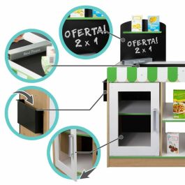 Color Baby Supermercado de madera con caja registradora eléctrica y 25 accesorios 80x30xh80 cm, para 3+ años con luces y pilas AA