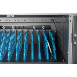 Digitus Armario de Carga Móvil para 30 Notebooks/Tablets hasta 15.6", Sincronización de Datos, UV-C, USB-A, Carro de Gestión y Carga, Negro