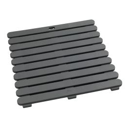 Wenko Tarima de Baño 22947100, 55x55cm Gris, Plástico Resistente Interior/Exterior Antideslizante para Ducha, Baño, Sauna y Piscina