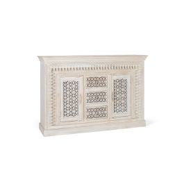 GINER Y COLOMER Aparador de Madera de Mango Blanco Envejecido 100x150x40 cm