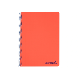 Liderpapel wonder Cuaderno espiral A4 tapa plástico 80 hojas 90gr cuadro 4mm con margen color rojo