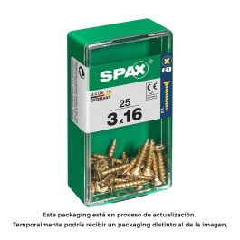 Spax Tornillo madera cabeza plana yellox 3,0x16mm rosca completa ranura en cruz z1 punta s 25 unid. 4081020300161 Precio: 2.50000036. SKU: S7913855
