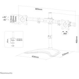 Newstar Soporte de Mesa Full-Motion Neomounts NM-D335DBLACK para Pantallas de 10-27" hasta 8kg Negro