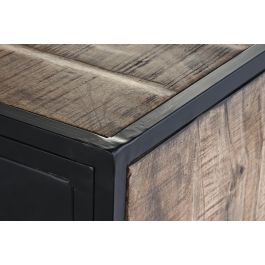 DKD Home Decor Buffet Loft de Madera de Mango y Metal Marrón y Negro con 3 Cajones, 3 Puertas y 2 Estanterías 160x40x90 cm
