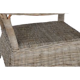 DKD Home Decor Mesa Comedor Indonesia 1c24 Ratán Cristal Templado 120 x 82 x 120 cm