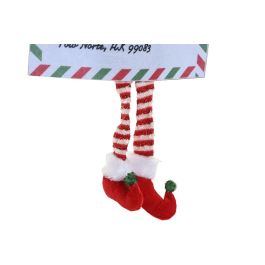 DKD Home Decor Decoración Colgante Navidad Elfo Poliéster Multicolor 9 x 55 x 30 cm (6 Unidades)