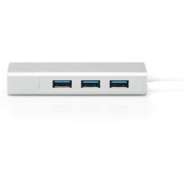 Digitus Adaptador USB 3.0/C a Gigabit Ethernet y Hub de 3 Puertos USB 3.2 Gen 1 Blanco