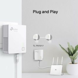 TP-Link TL-PA7017 KIT Adaptador Powerline PLC Gigabit Ethernet 1000 Mbps para Extender Red por Cable, Kit Doble, Blanco