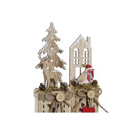 DKD Home Decor Decoración Luminosa Navidad Alpina Madera y LED Natural 36 cm de Alto Set de 2 Unidades (2 Pilas AAA)