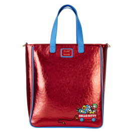 Loungefly Bolso y Monedero Hello Kitty 50 Aniversario Piel Vegana Metalizada Correa Ajustable