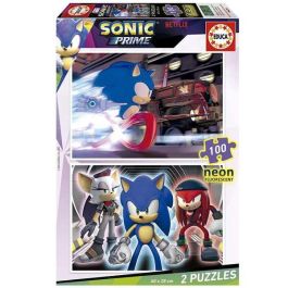 Puzzle 2x100 piezas sonic neon