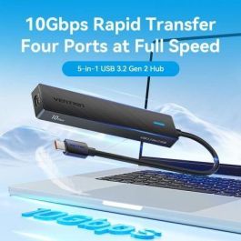 Vention CHYBB Hub USB Tipo-C 3.2 Gen 2 | Concentrador 5 en 1 con 2x USB-C, 2x USB-A, USB-C PD | 10Gbps, OTG | 15cm
