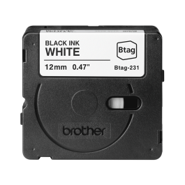 BROTHER Cinta domestica Btag 231 negro sobre blanco. Ancho: 12 mm. Longitud: 4 m