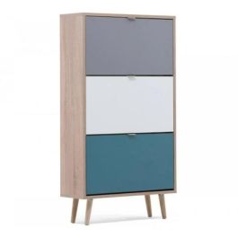 Finori Zapatero Cuba 18 pares - Roble Sonoma y Gris Claro con Pies de Madera Maciza - Diseño Moderno Escandinavo - L 70 x P 24 x H 127 cm Finori Zapatero Cuba 18 pares - Roble Sonoma y Gris Claro con Pies de Madera Maciza - Diseño Moderno Escandinavo - L 70 x P 24 x H 127 cm