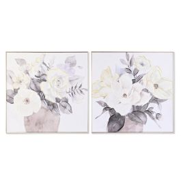 DKD Home Decor Cuadro Tradicional de Pared Diseño Florero, Blanco Marrón, Lienzo y Marco de PS, 80x80x3,5 cm, Set 2 Unidades Surtidas Precio: 67.50000004. SKU: S3038957