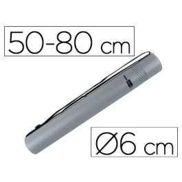 Liderpapel Portaplanos Plástico, Extensible hasta 80 cm, Diámetro 6 cm, Gris