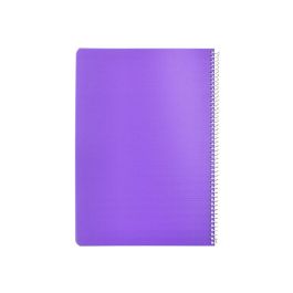 Cuaderno Espiral Liderpapel Din A4 Pautaguia Tapa Plastico 80H 90 gr Cuadro Pautado 3 mm Con Margen Color Lila 4 unidades