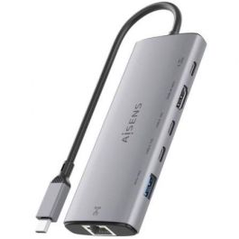 Aisens ASUC-6P030-GR Dock USB-C 6 en 1 con HDMI 4K, RJ45 Gigabit Ethernet, USB-A y USB-C 10Gbps, USB-C PD 100W, Gris