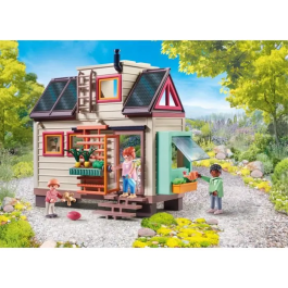 Playmobil Casa Pequeña 71509 Tiny House Sostenible con Accesorios y Paneles Solares para Niños a Partir de 4 Años
