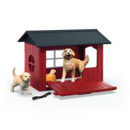 Schleich SCH42722 Caja Caseta para Perros con Figura Golden Retriever Farm World a partir de 4 Años