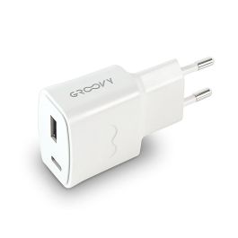 Cargador Pared Groovy 1 Usb + 1Usb-C Color Blanco