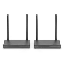 Digitus DKVM-281 Extensor HDMI Inalámbrico 4K/30Hz hasta 150m KVM Transmisor Receptor AV Negro HDCP 2.2 Plug and Play