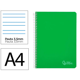 Liderpapel Cuaderno Espiral A4 Witty Tapa Dura 80 Hojas 90gr Pauta 3,5mm con Margen Color Verde Precio: 11.49999972. SKU: B1FNY5MMBP