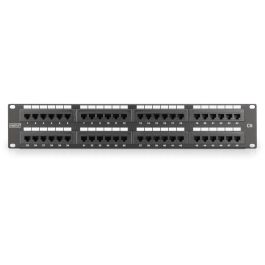 Digitus Patchpanel 48 Puertos CAT 6 Sin Apantallar Negro, 2U para Montaje en Rack
