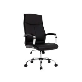 Q-connect Silla de Dirección Mod. NA Simil Piel Base Metálica Ruedas Premium Negro 1220x510x490 mm
