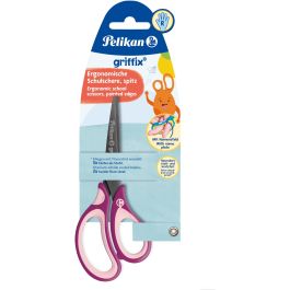Pelikan griffix Schulschere spitz Rechtshänder SweetBerry Blister - Tijeras Escolares para Niños, Diestros, Corte Recto, Mango Ergonómico, Rosa