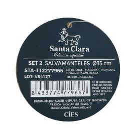 Santa Clara Set de 2 Salvamanteles Individuales Cuadrados de 35 x 35 cm, Blanco (4 Unidades)