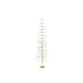 DKD Home Decor Árbol de Navidad Moderno con Luces LED Integradas Cálidas, Diseño Elegante Dorado Metálico, Para Decoración del Hogar, 180 cm Alto