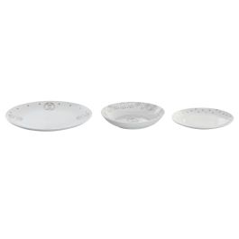 DKD Home Decor Vajilla completa de Porcelana estilo Scandi en Rosa y Blanco, Set de 18 Piezas, Apta para Microondas y Lavavajillas