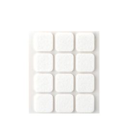 Inofix Plasfix - Pack 12 fieltros blancos sintéticos adhesivos 22x22mm, lana acrílica, protegen el suelo y silencian el ruido