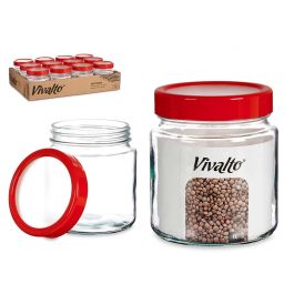 Bote de Cristal 1L Transparente con Tapa Roja Vivalto - 11.5x35.5x11.5 cm (12 Unidades) Precio: 24.78999963. SKU: S3610698