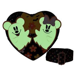 Loungefly Bolso Bandolera Floral Ghost Mickey & Minnie Disney, 22.8x21x7.6cm
