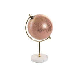 DKD Home Decor Globo Terraqueo Urban Rosa Dorado 14x20x14 cm de Pvc, Mármol y Hierro