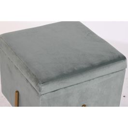DKD Home Decor Reposapies Verde con Tapa de Poliéster y Metal 45x45x45 cm