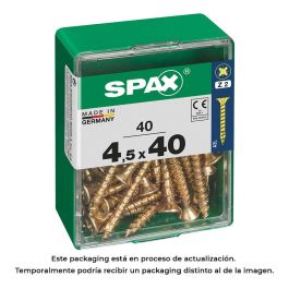 Spax 4081020450402 Tornillo para Madera 4,5x40mm 40 Unidades, Cabeza Plana, Rosca Completa, Yellox, Ranura Cruz Z2 Precio: 4.49999968. SKU: S7913910