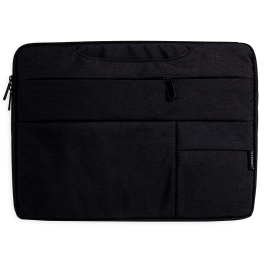 Q-connect Funda para portátil 15,6" con Asas Retráctiles, Cremallera, 3 Bolsillos Exteriores, Negro