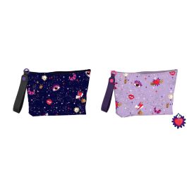 DKD Home Decor Neceser Moderno Impermeable Lila Rosa Multicolor 33x21x8 cm Pack 12 Unidades Diseños Surtidos