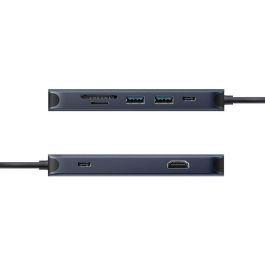HYPER HD4004GL Hub de Interfaz USB 3.2 Gen 1 (3.1 Gen 1) Type-C 10000 Mbit/s Azul, Gris