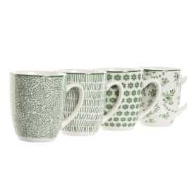 Mug Shabby DKD Home Decor Verde Blanco 9 x 10.5 x 12 cm Set de 4