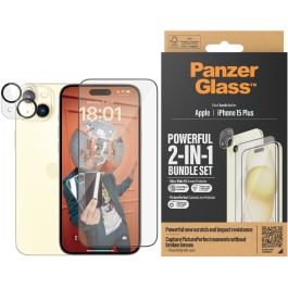 PanzerGlass Pack 2 Unidades Protector Pantalla iPhone 15 Plus UWF con EasyAligner Vidrio Templado