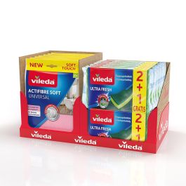 Vileda Expositor sobre mesa 77600 (15 uds) + 77662 (12 uds) con Bayeta Actifibre y Estropajo FCE Precio: 60.5. SKU: B19GBZXZW3