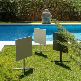 Mesa Auxiliar Plegable Taupe Acero 70 X 70 X 74 cm