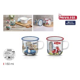 Inde Mug Esmaltada Blanca Bike 150 ml