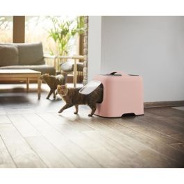 Rotho Mypet Arenero para Gatos Biala Eco Rosa, Plástico Reciclado, con Pala, Filtro de Carbón Anti-Olor y Puerta Magnética