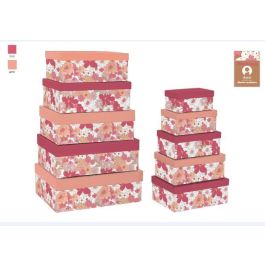 Caja Shabby DKD Home Decor Fucsia Melocoton 33.5 x 15.5 x 43.5 cm Set de 10